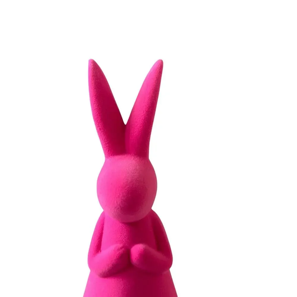 Cynthia Rowley Velvet Bunny Rabbit 12.5in Hot Pink Spring Easter Decor NEW